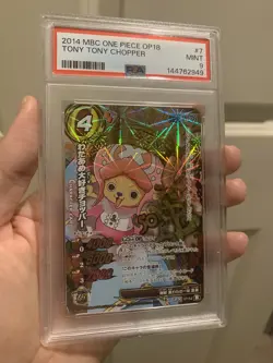 PSA 9 2014 MIRACLE BATTLE CARDDASS ONE PIECE OP18 7 TONY TONY CHOPPER - Image 1