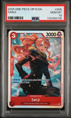 2025 One Piece OP10 En Royal Blood Sanji Foil #005 PSA 10 Gem Mint - Image 1