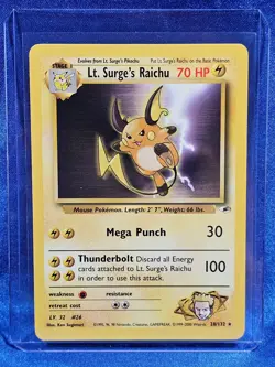 2000 Pokemon Gym Heroes Lt. Surge's Raichu #28/132 LP Card - Image 1