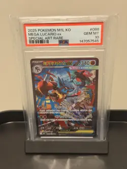 Pokemon Mega Lucario ex Special Art Rare M1L 088 340 HP PSA 10 Korean Card - Image 1