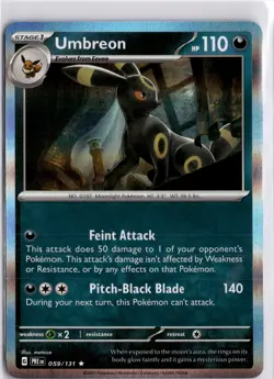 Pokemon TCG Umbreon 059/131 Prismatic Evolutions Rare Holo Trading Card TCG - Image 3