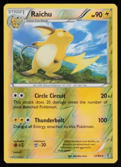 Reverse Holo Raichu 43/146 XY Base Set Pokemon TCG Card - Image 1