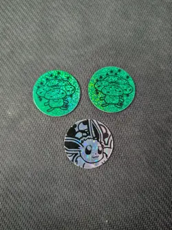 Pokemon Eevee Vileplume x2 Promo Coin 1999 Starter WOTC Holo Foil (3 Coins) - Image 1