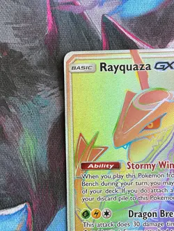 Rayquaza GX Secret LP 177 SM Sun & Moon Celestial Storm Rainbow Full Art Pokemon - Image 3