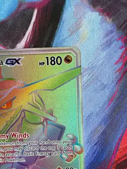 Rayquaza GX Secret LP 177 SM Sun & Moon Celestial Storm Rainbow Full Art Pokemon - Image 4