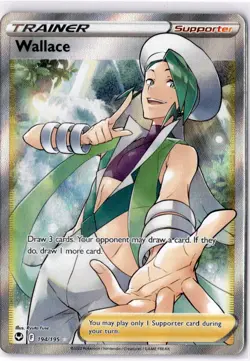 Wallace 194/195 Ultra Rare Silver Tempest Pokemon Holo Near Mint - Image 1