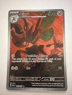 2023 POKEMON SCARLET & VIOLET: OBSIDIAN FLAMES SCIZOR ILLUSTRATION RARE #205/197 - Image 1