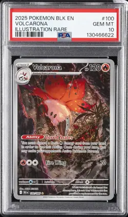 2025 POKEMON BLK EN-BLACK BOLT ILLUSTRATION RARE #100 VOLCARONA PSA 10 - Image 1