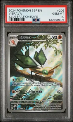 PSA 10 VIBRAVA #206 2024 POKEMON SSP EN-SURGING SPARKS ILLUSTRATION RARE - Image 1