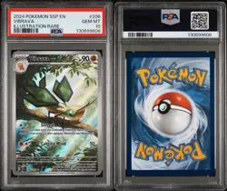 PSA 10 VIBRAVA #206 2024 POKEMON SSP EN-SURGING SPARKS ILLUSTRATION RARE - Image 3