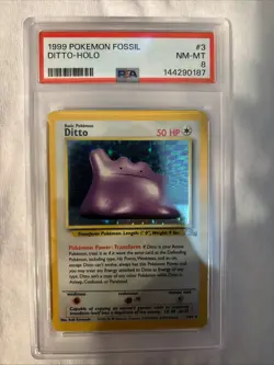 1999 Pokemon Fossil Ditto Holo 3/62 PSA 8 NM-MT 1st Edition - Image 1