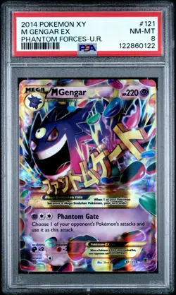 MEGA M GENGAR EX ULTRA SECRET RARE PSA 8 NMT 2014 POKEMON XY PHANTOM FORCES #121 - Image 1
