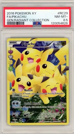 2016 Pokemon XY Generations Radiant Collection Pikachu Full Art #RC29 PSA 8.5 - Image 1