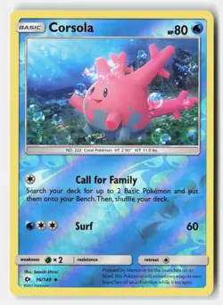Corsola 36/149 Uncommon SM Base Set Pokemon Reverse Holo Near Mint - Image 1