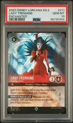2023 DISNEY LORCANA EN 2-RISE OF THE FLOODBORN 211 LADY TREMAINE-IMPERIOUS PSA10 - Image 1
