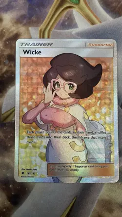 Wicke 147/147 SM Burning Shadows 2017 Full Art Holo Pokemon Card TCG NM - Image 1
