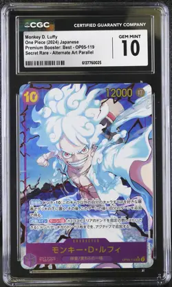 Monkey D. Luffy OP05-119 Alternate Art Parallel One Piece CGC 10 Gem Mint - Image 1