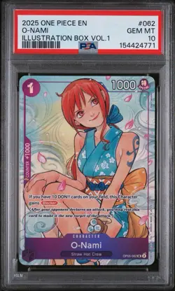 2025 ONE PIECE PROMOS ILLUSTRATION BOX VOL.1 #062 O-NAMI PSA 10 - Image 1