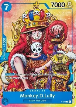 MONKEY.D.LUFFY (2ND ANNIVERSARY STAMPED PROMO) P-043 NM (SEALED) - Image 1