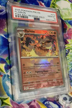 PSA 10 Flareon 013/131 Pokemon Prismatic Evolutions Poke Ball Reverse Holo 2025 - Image 1