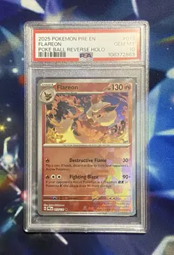 PSA 10 Flareon 013/131 Pokemon Prismatic Evolutions Poke Ball Reverse Holo 2025 - Image 2
