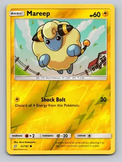 Mareep 41/181 Sun & Moon Team Up Pokemon Reverse Holo NM - Image 1