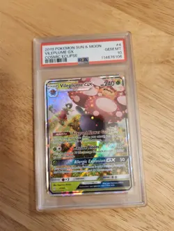 Pokemon 2019 Cosmic Eclipse Vileplume GX Erika 4/236 Ultra Rare PSA 10 - Image 1