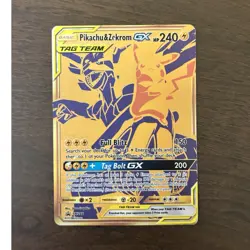 Pokemon Pikachu & Zekrom GX SM248 Promo TAG TEAM Heavily Played - Image 1
