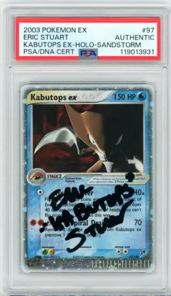 PSA Signed Eric Stuart Pokemon TCG Kabutops ex 97/100 Sandstorm Holo Rare (2003) - Image 1