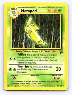 Pokemon Card Metapod 081/130 Base Set 2 1999-2000 - Image 1