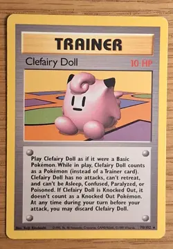 Clefairy Doll 70/102 Pokemon Base Set Trainer Card WOTC 1999 Vintage NM - Image 1