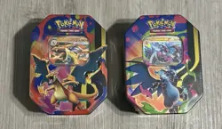 2 Pokemon TCG Mega Charizard X + Y ex Tin Bundle Sealed New - Image 1