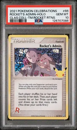 2021 POKEMON CELEBRATIONS CLASSIC COLLECTION #86 ROCKET'S ADMIN-HOLO PSA 10 - Image 1