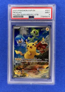 2023 Pokemon SVP en Paldea Evolved Pikachu Center ETB Promo #027 PSA 9 - Image 1