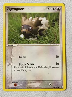 Played (LP) Zigzagoon - Non-Holo #74 Emerald Pokemon TCG - Image 1