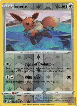 Eevee 052/072 Shining Fates Pokemon Reverse Holo Lightly Played - Image 1