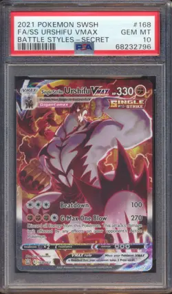 2021 POKEMON BATTLE STYLES SS URSHIFU VMAX FULL ART #168 SECRET RARE PSA 10! - Image 1