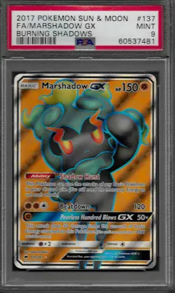 2017 Pokemon Sun & Moon Burning Shadows Marshadow GX #137 PSA 9 - Image 1