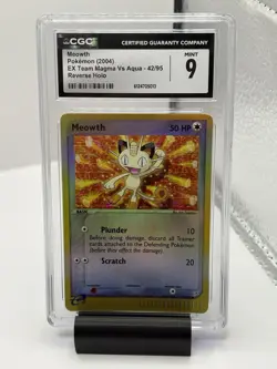 2004 Pokemon Meowth Common Reverse EX Team Magma VS Team Aqua 42/95 CGC 9 MINT - Image 1