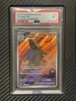 2023 PSA 9 Tyranitar #222 Illustration Rare Pokemon TCG S&V Paldea Evolved - Image 1