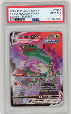 2022 POKEMON SWORD & SHIELD SILVER TEMPEST #TG20 FULL ART/RAYQUAZA VMAX PSA 10 - Image 1