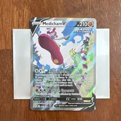 Pokemon Medicham V Ultra Rare Full Art Holo 186/203 SWSH07 Evolving Skies 210 HP - Image 1