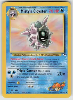 Misty's Cloyster 29/132 Rare Gym Heroes Pokemon Unlimited Lightly Played - Image 1