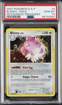 2007 POKEMON DIAMOND & PEARL MYSTERIOUS TREASURES #5 BLISSEY-HOLO PSA 10 - Image 1
