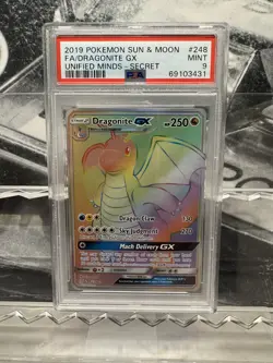 Dragonite GX - Unified Minds 248/236 Rainbow Rare PSA 9 - Pokemon TCG Slab - Image 1