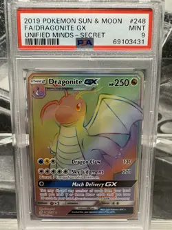 Dragonite GX - Unified Minds 248/236 Rainbow Rare PSA 9 - Pokemon TCG Slab - Image 2