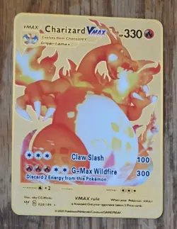 2020 Pokemon Gold Metal CHARIZARD VMAX - HP 330 - 020/189 - Image 1