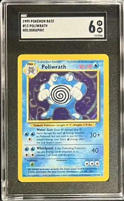 1999 Pokemon Game Poliwrath Holo Unlimited Base Set #13/102 SGC 6 EX-NM - Image 1
