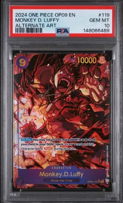 2024 One Piece Emperors World Alt Art Monkey D Luffy OP09 119 PSA 10 - Image 1