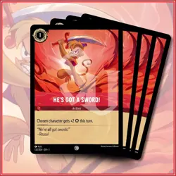 Disney Lorcana TCG: HE'S GOT A SWORD! x4 | The First Chapter Common *IN STOCK* - Image 1